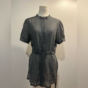Da-Nang IndoChine Shirt Dress Tunic Charcoal Cotton Minimalist Boho